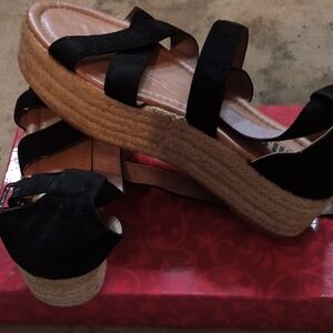 Black Espadrille Platform Sandals